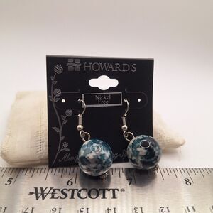 Howard Blue White Bead Dangling Earrings